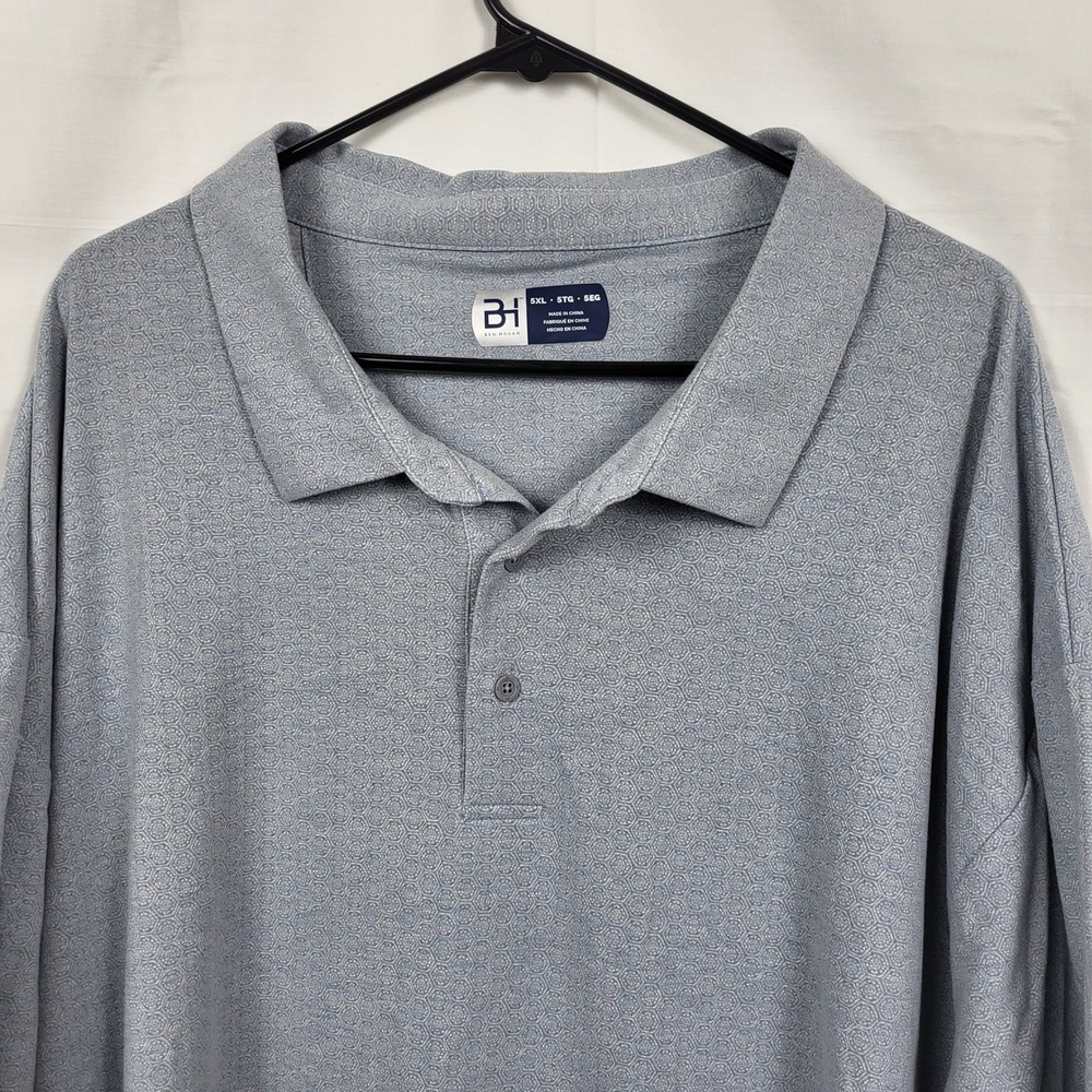 Ben Hogan Mens 5XL Gray Performance Golf Polo Shirt Geometric Print Short Sleeve